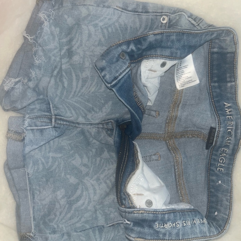 American Eagle Outfitters Light Blue Floral Denim Jean Shorts